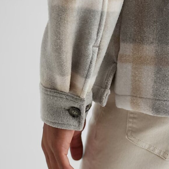 NWT - Express Men’s Plaid Knit Shirt Jacket, Oyster – Size XL - Picture 6 of 16